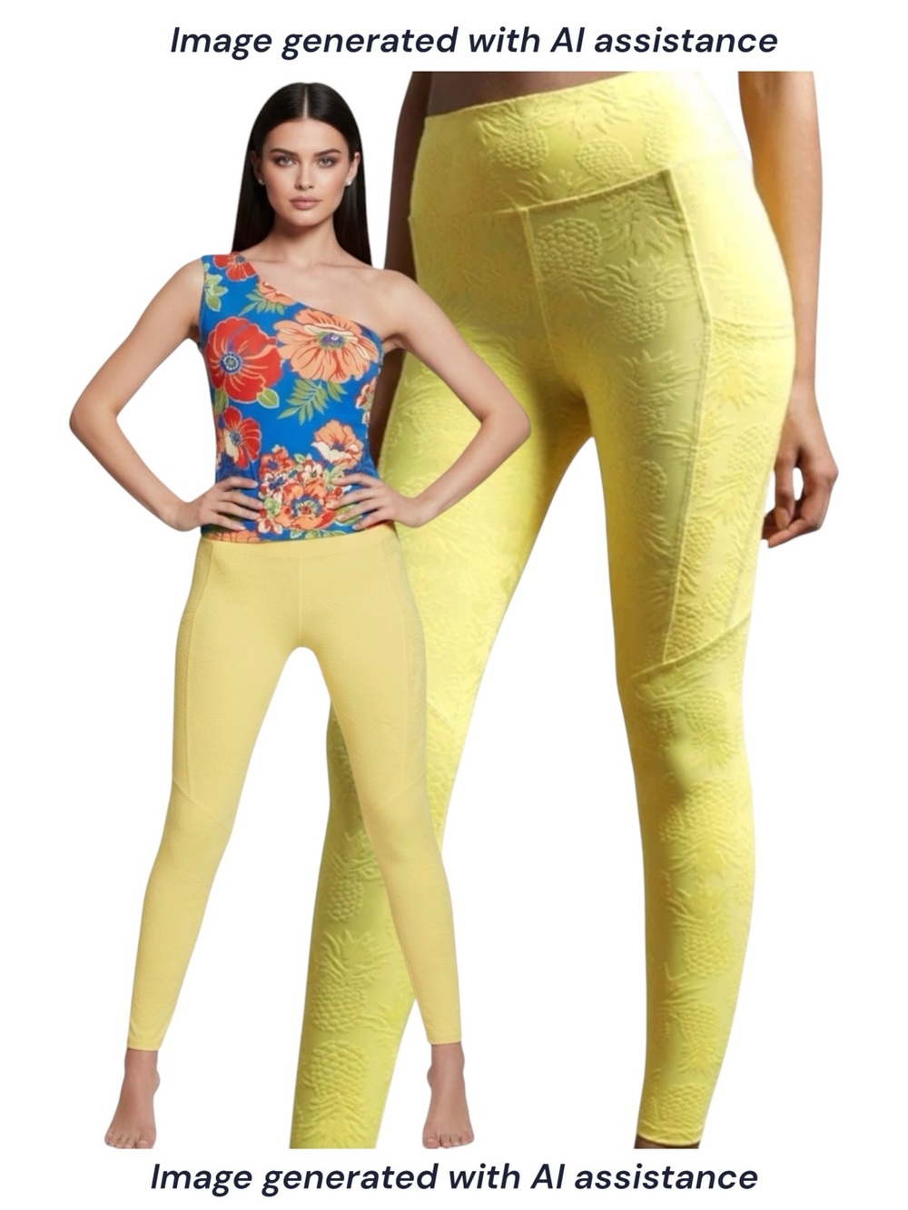 Twenty Montreal XS yellow pineapple 3D leggings